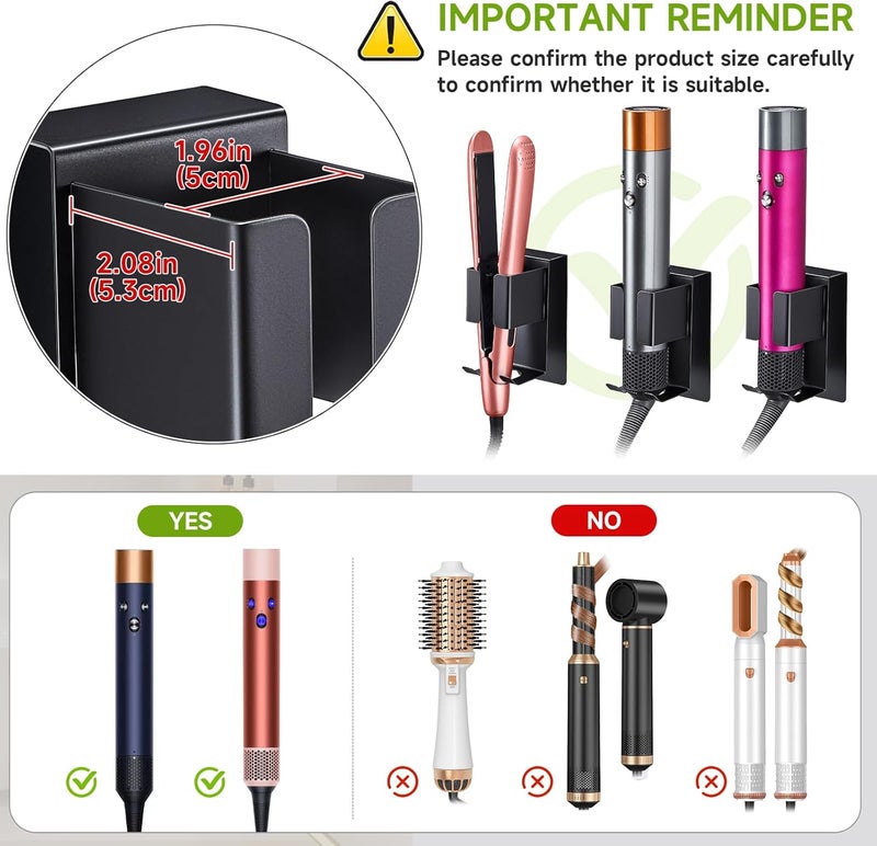 Oukimly Curling Iron Holder Wall Mount, Hair Straightener Holder, Adhesive Hair Tool Organizer Storage for Styler Attachments, Flat Iron, Blow Dryer Holder for Bathroom Vanity (1, Black) - Image 5
